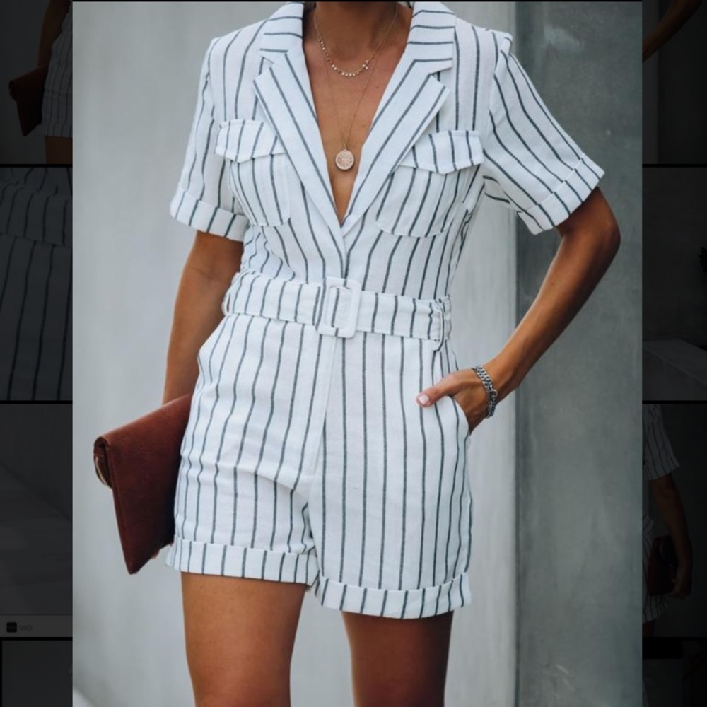 VICI Dolls - Shore Thing Pocketed Striped Romper
